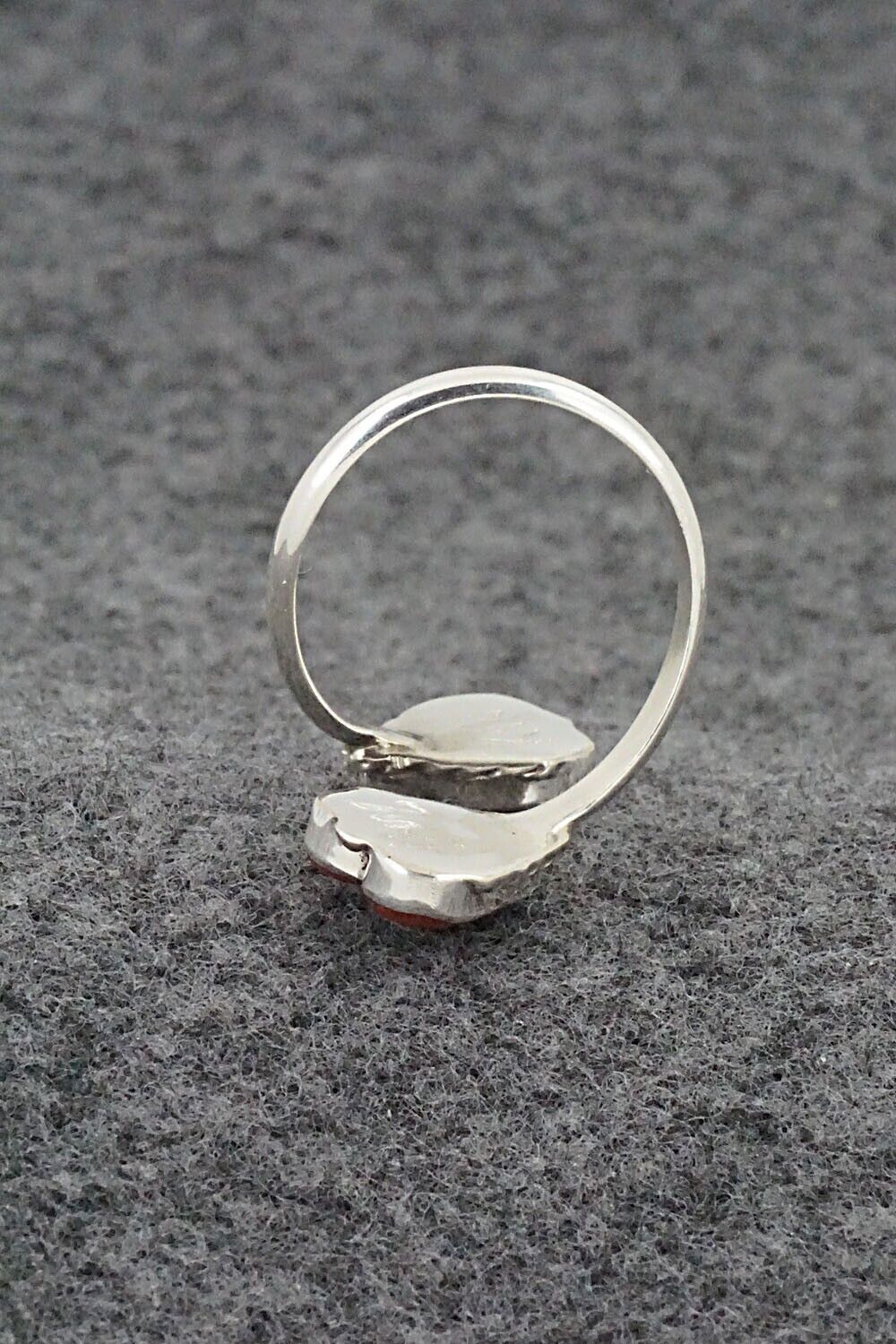 Turquoise, Coral & Sterling Silver Ring - Velda Nastacio - Size 8 Adj.
