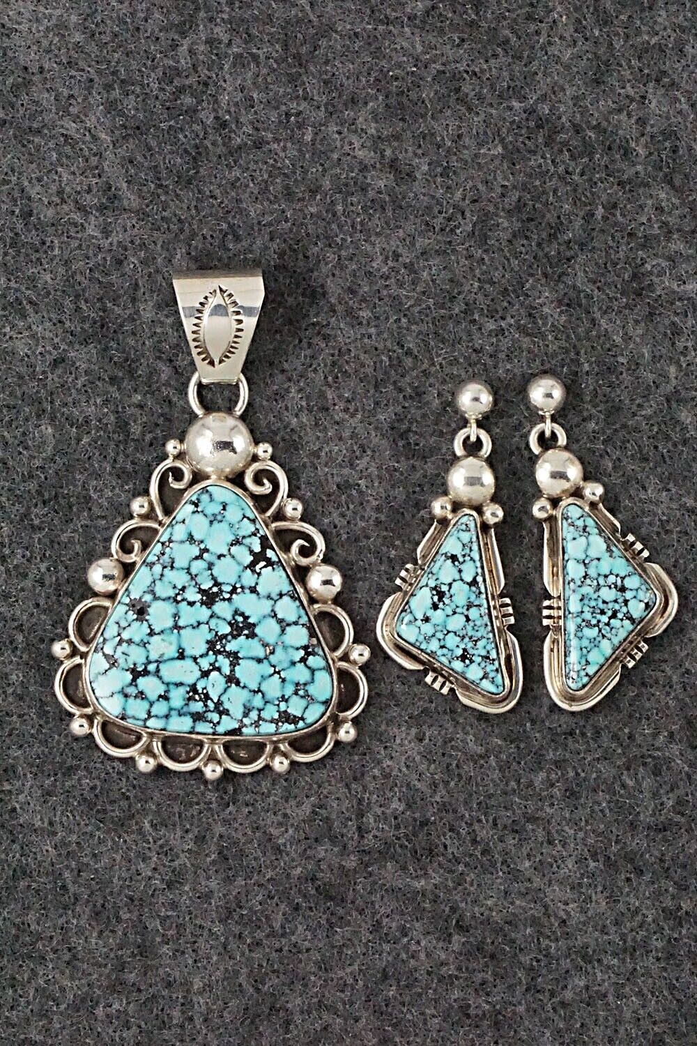 Turquoise & Sterling Silver Pendant and Earrings Set - Oliver Smith