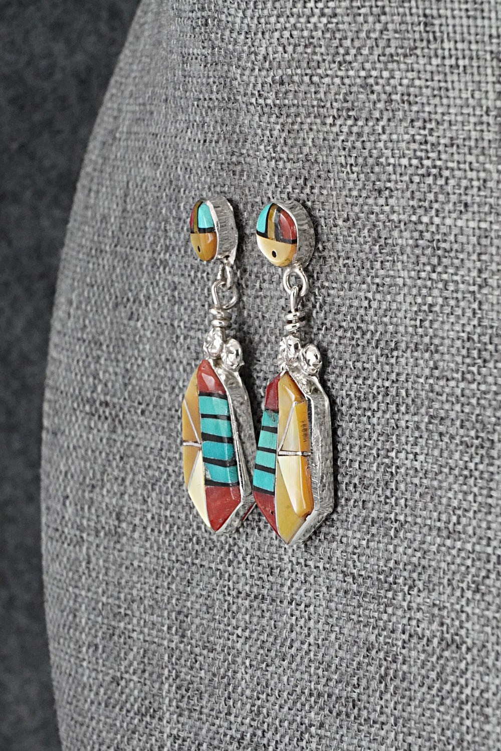 Multi Stone Inlay & Sterling Silver Earrings - Ola Eriacho