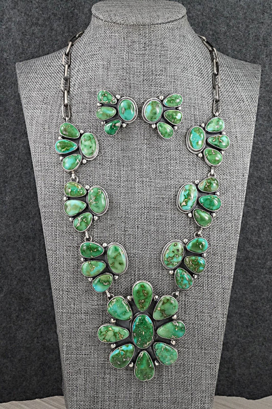Turquoise & Sterling Silver Necklace and Earrings Set - Darrin Livingston
