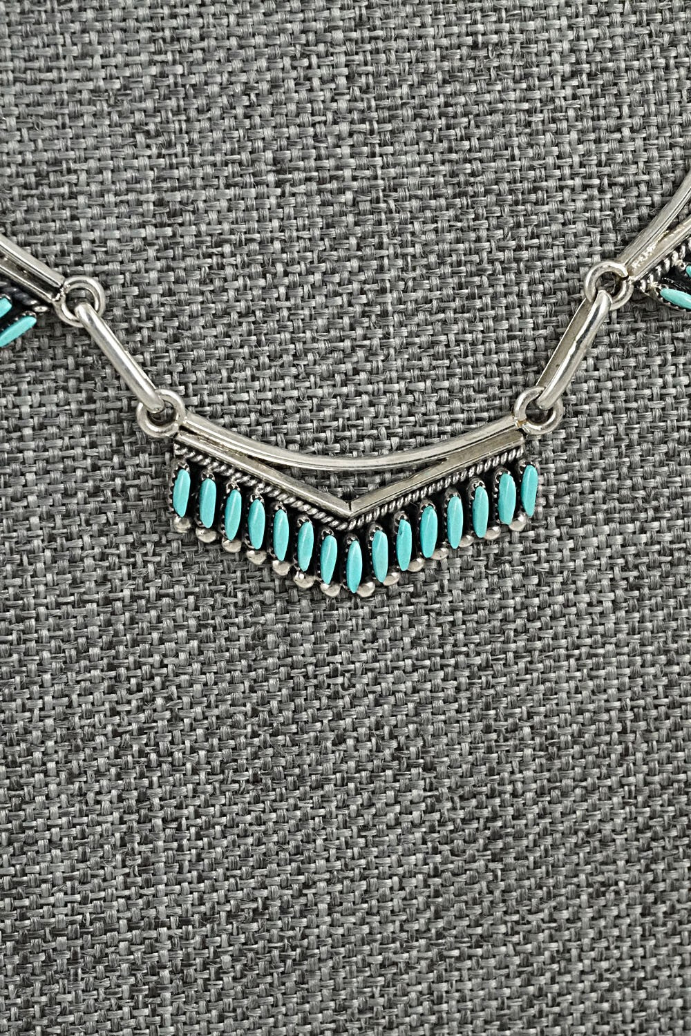 Turquoise & Sterling Silver Necklace and Earrings Set - Mildred Ukestine