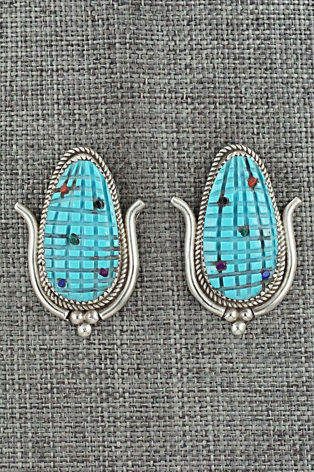 Turquoise & Sterling Silver Earrings - Tracy Bowekaty