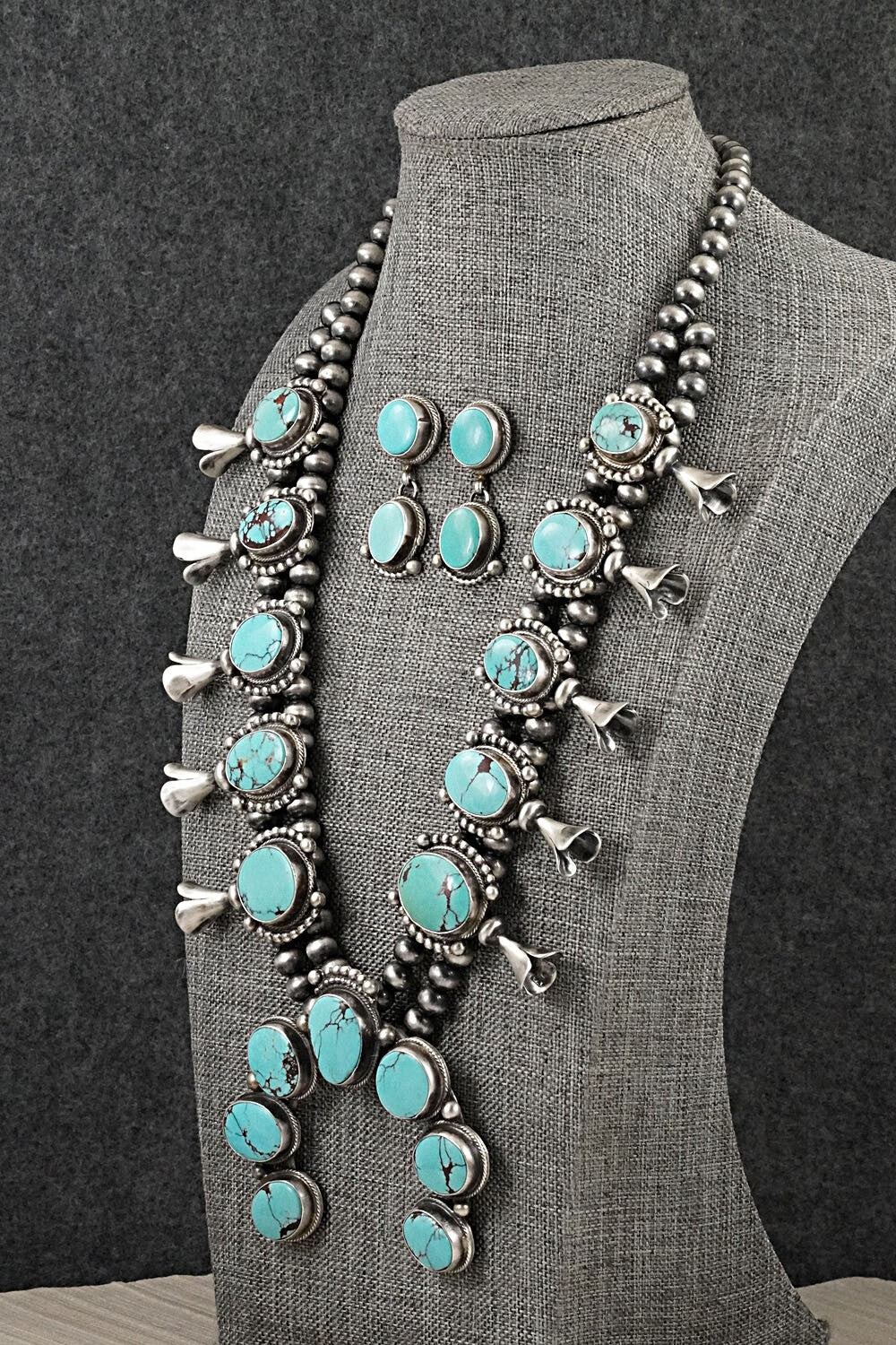 Turquoise & Sterling Silver Squash Blossom Set - Kathleen Chavez