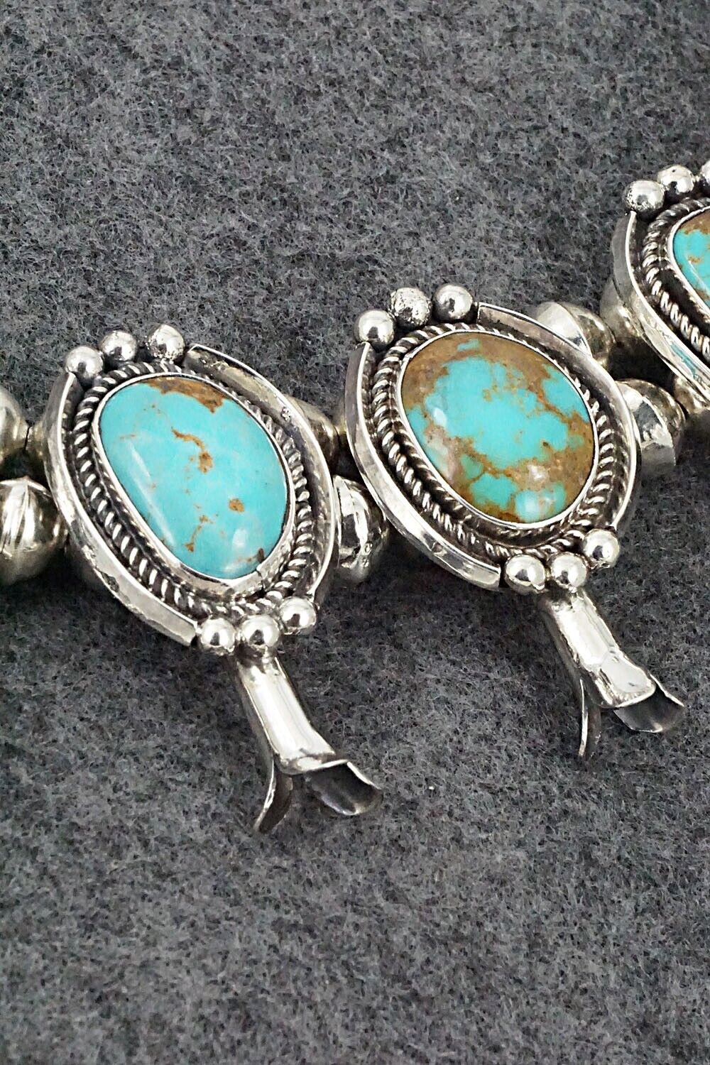 Turquoise & Sterling Silver Squash Blossom Set - Mike Platero