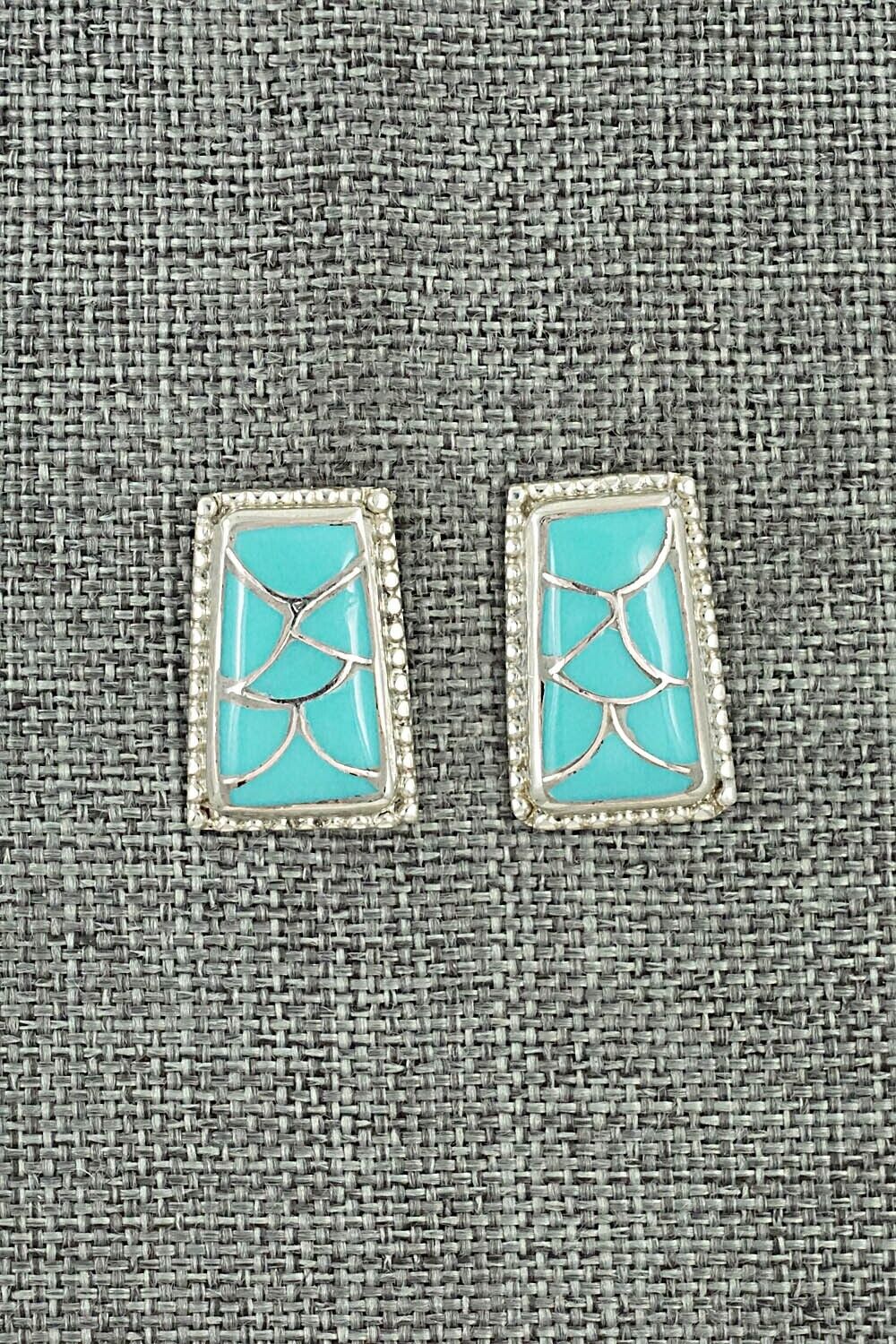 Turquoise & Sterling Silver Earrings - Karlene Seowtewa