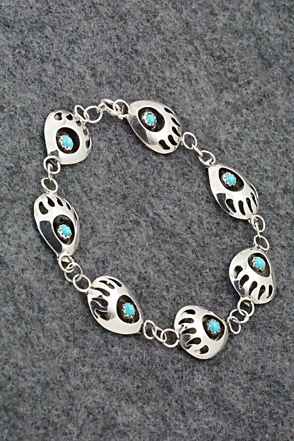 Turquoise & Sterling Silver Link Bracelet - Cynthia John