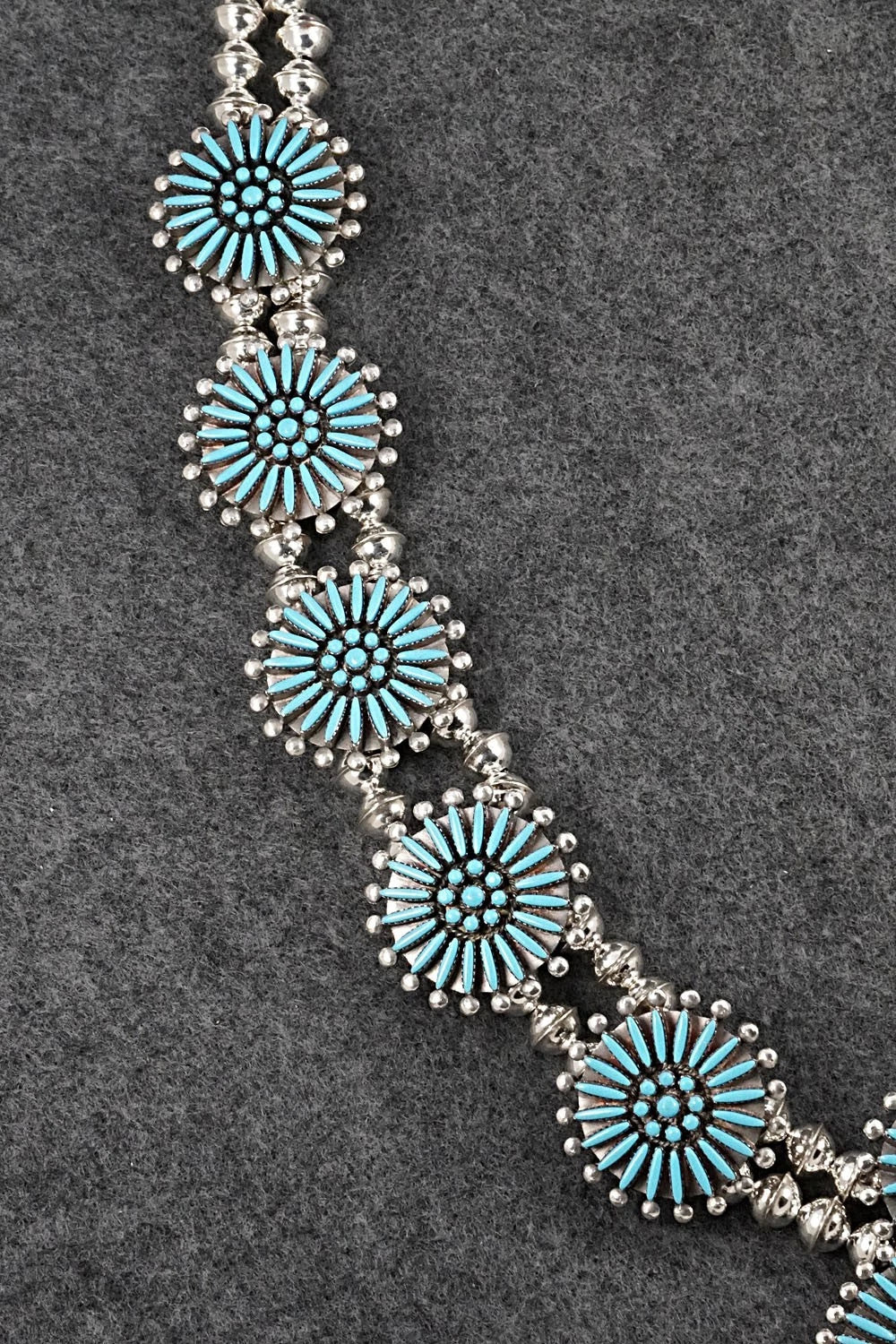 Turquoise & Sterling Silver Squash Blossom Set - Sibert Bowannie Sr.