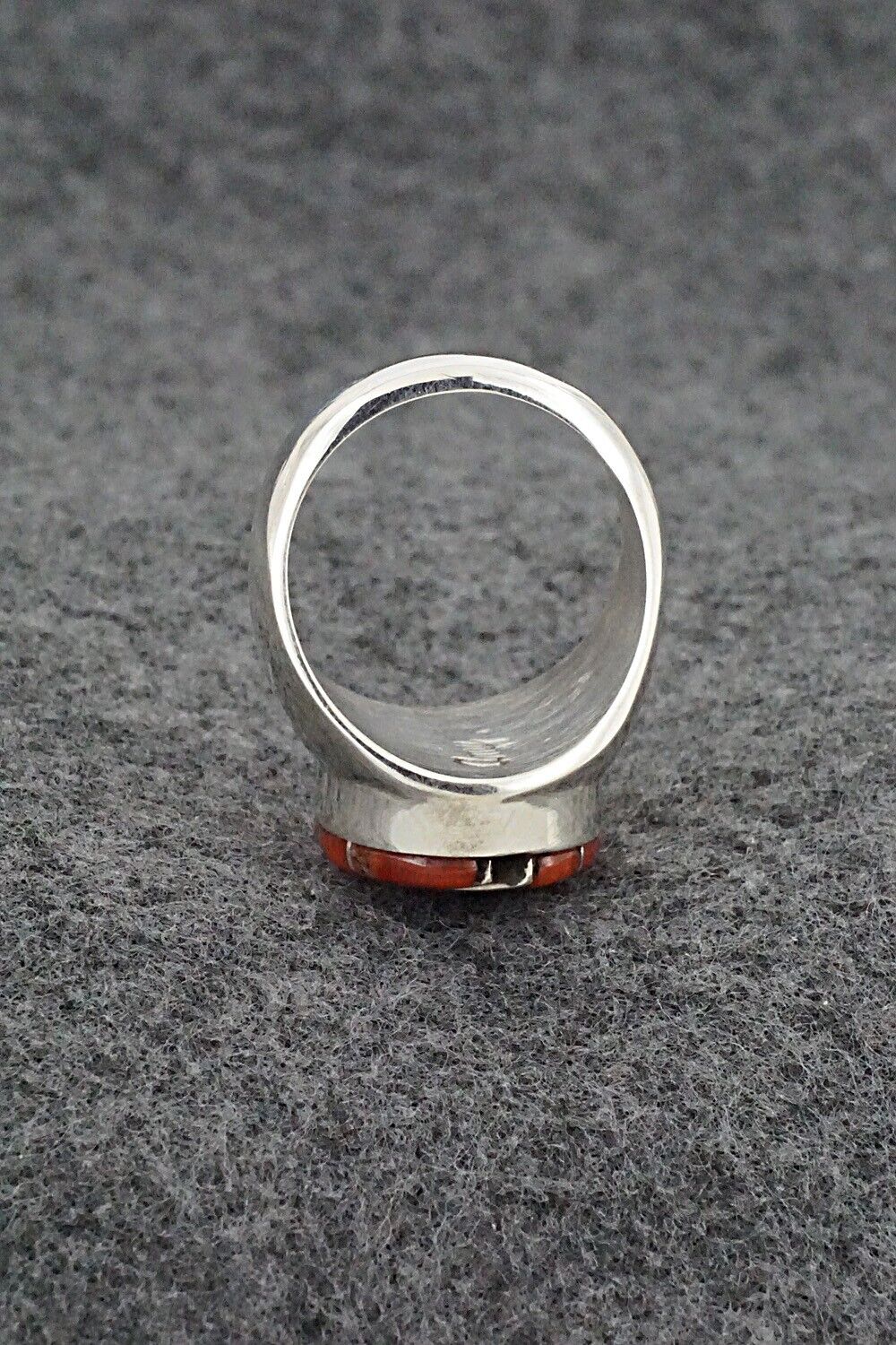 Coral & Sterling Silver Inlay Ring - Amy Wesley - Size 9.5