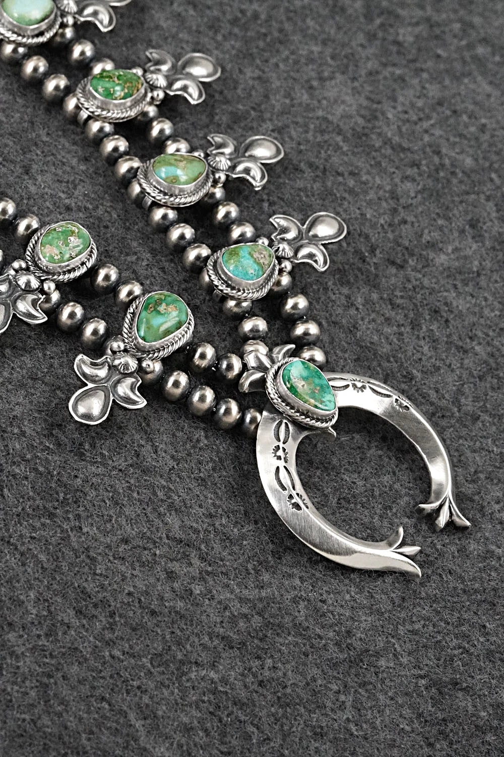 Turquoise & Sterling Silver Squash Blossom Set - Adrienne Gordon