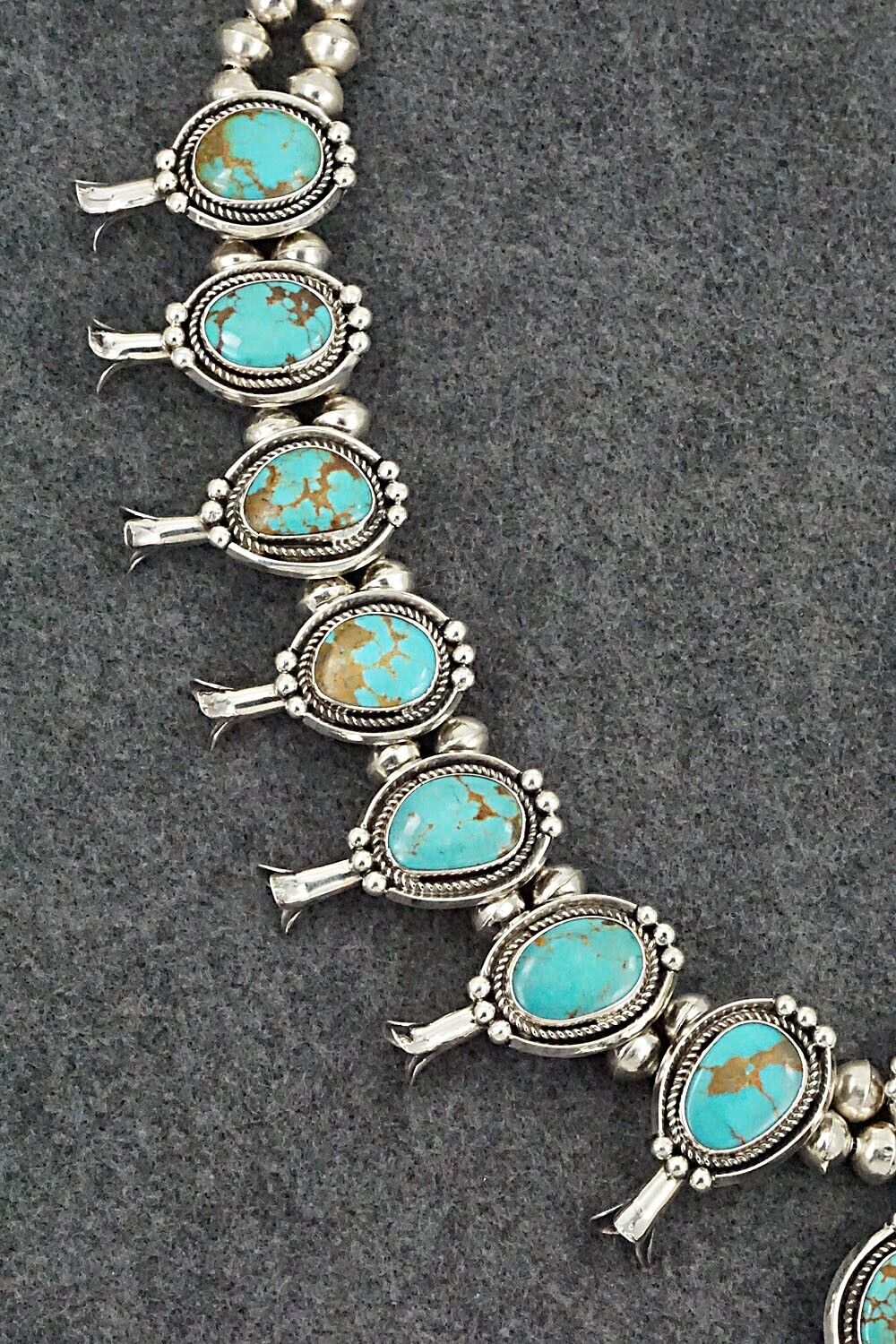 Turquoise & Sterling Silver Squash Blossom Set - Mike Platero