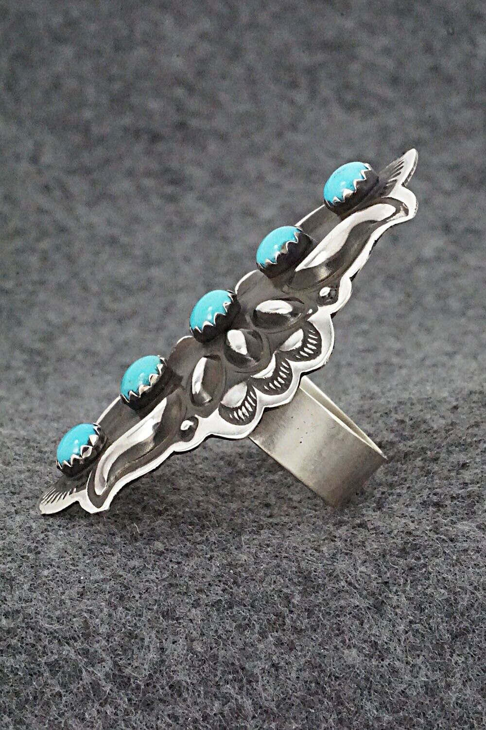 Turquoise & Sterling Silver Ring - Leander Tahe - Size 9.5