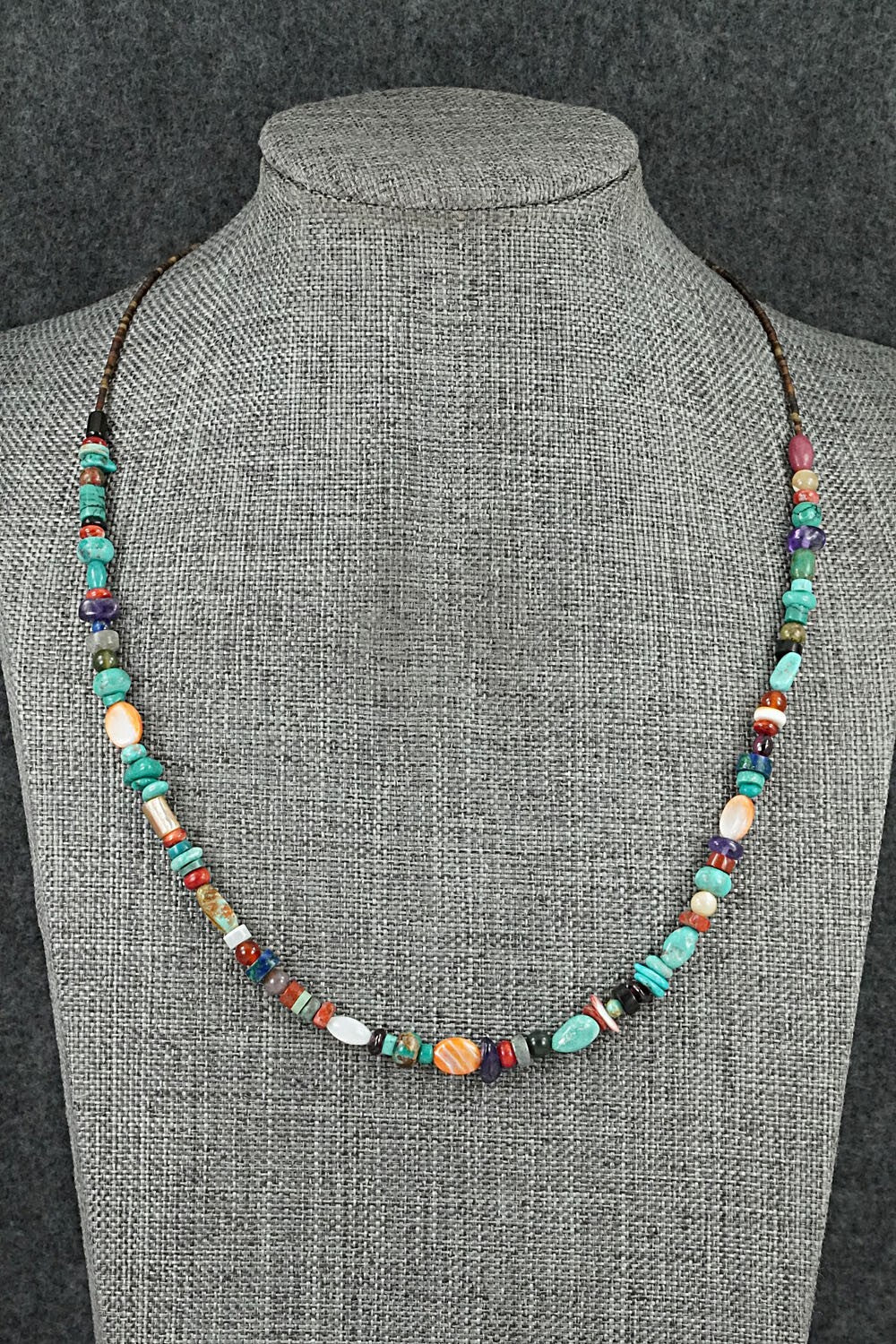 Multi-Stone & Sterling Silver Necklace 18" - Helen Tsosie