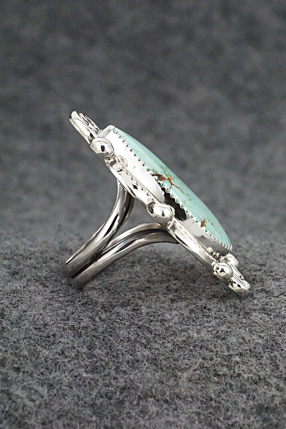 Turquoise & Sterling Silver Ring - Leslie Nez - Size 9