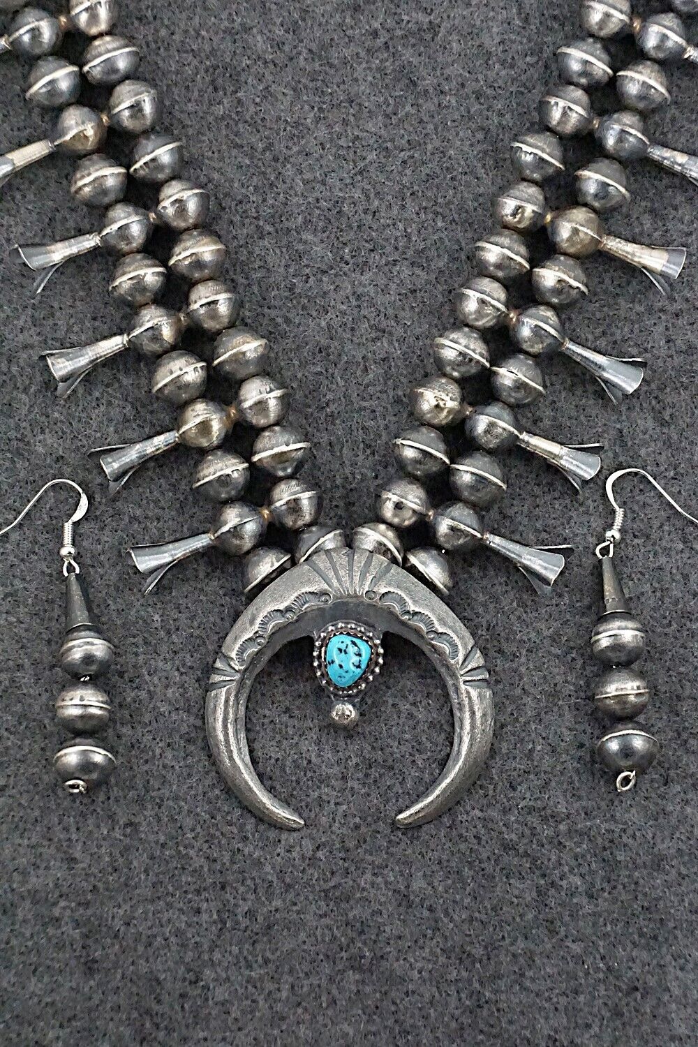 Turquoise & Sterling Silver Squash Blossom Set - Gilbert Martin