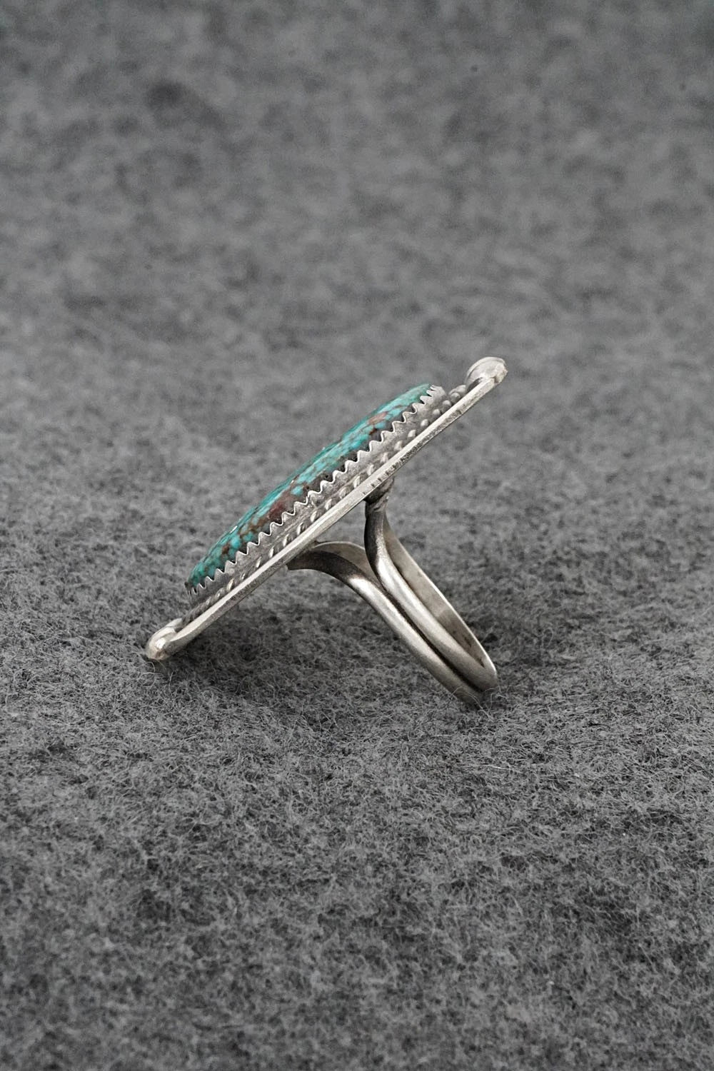 Turquoise & Sterling Silver Ring - Leslie Nez - Size 6.75