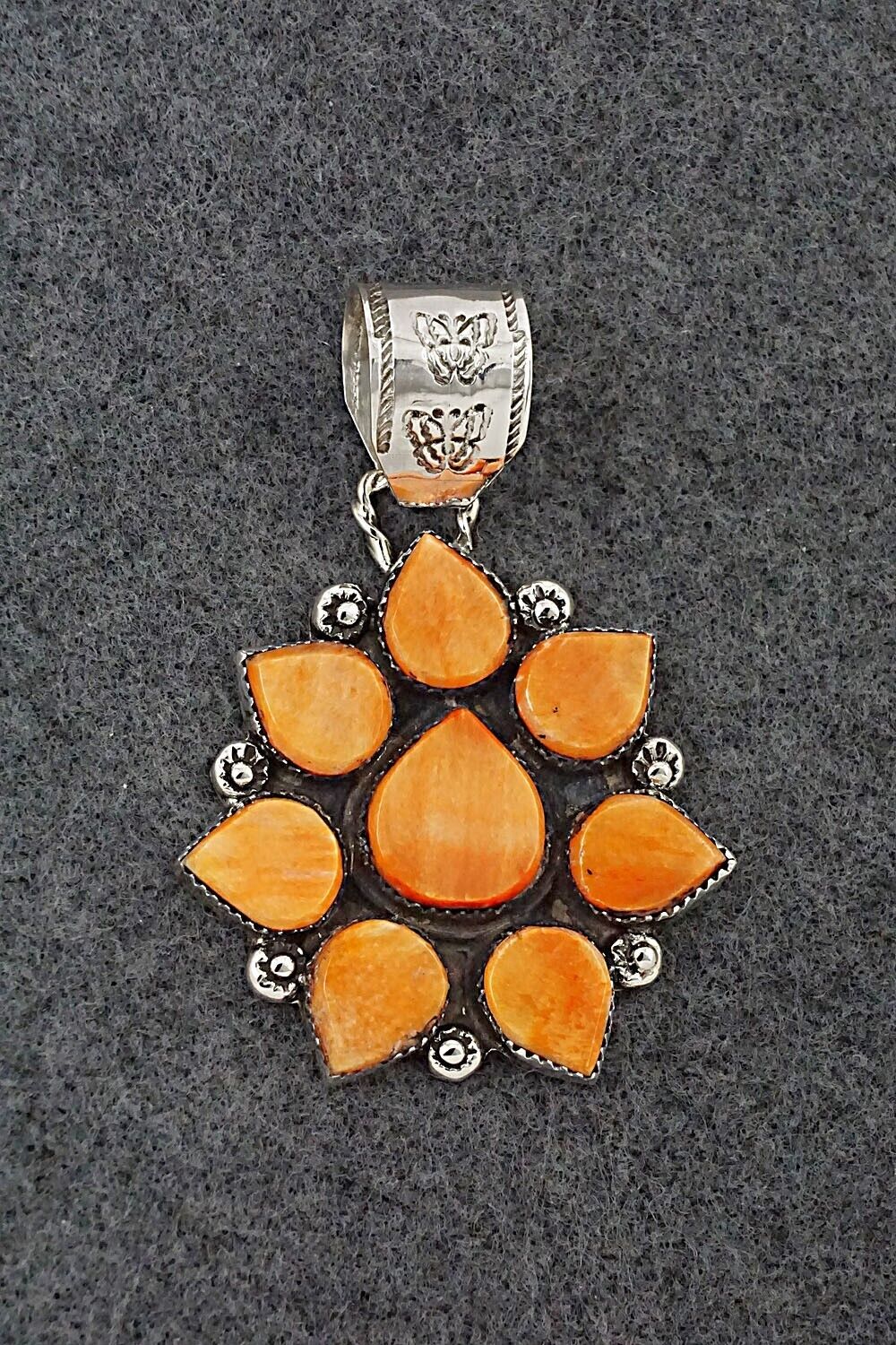 Spiny Oyster and Sterling Silver Pendant - Selina Warner