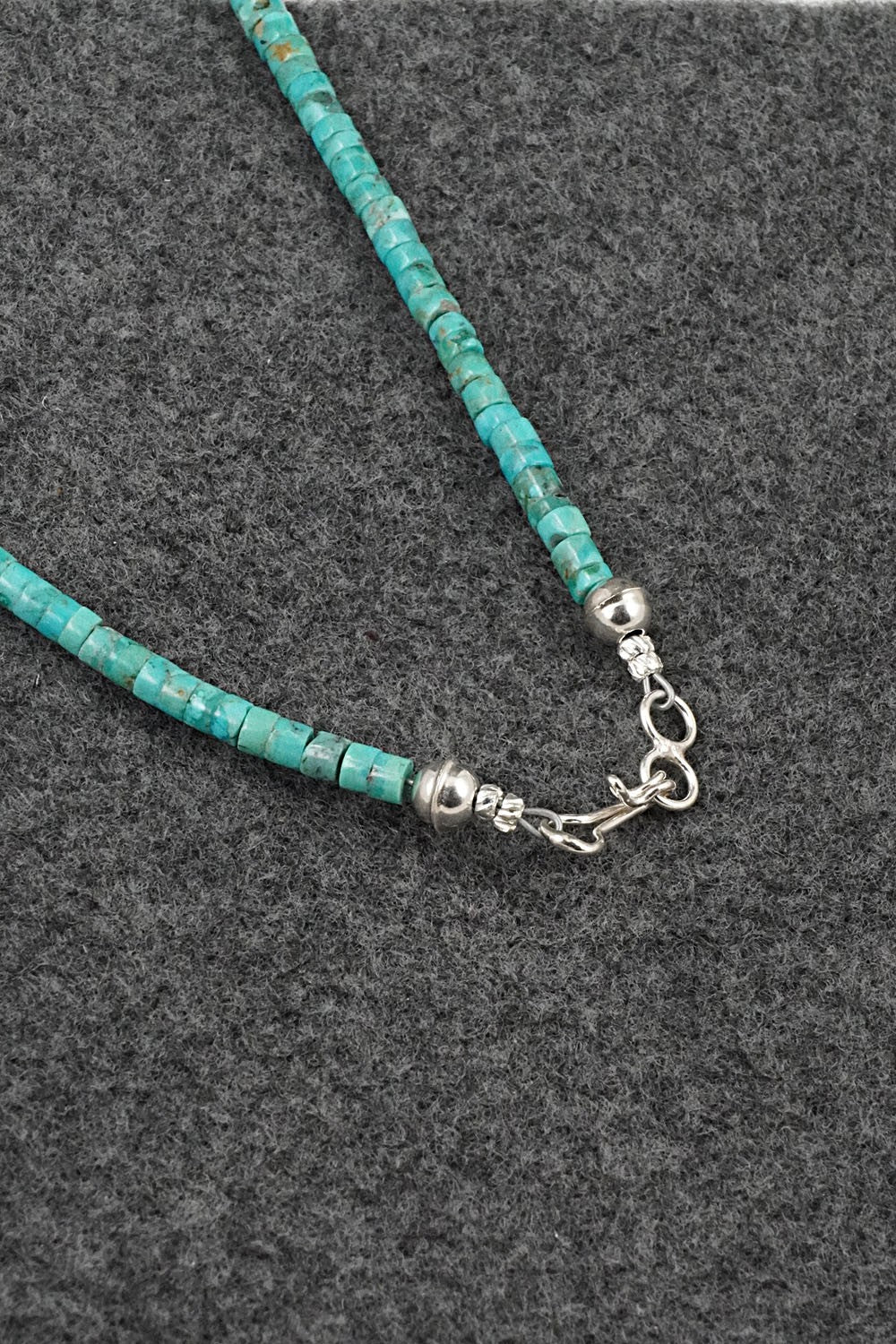 Turquoise, Onyx & Sterling Silver Necklace 19" - Helen Tsosie