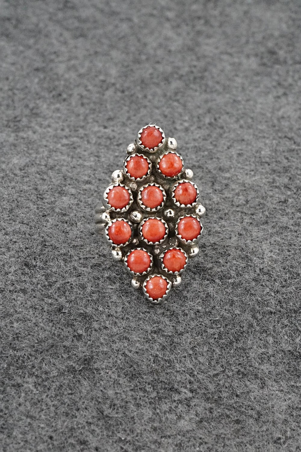 Spiny Oyster & Sterling Silver Ring - Priscilla Reeder - Size 9.5