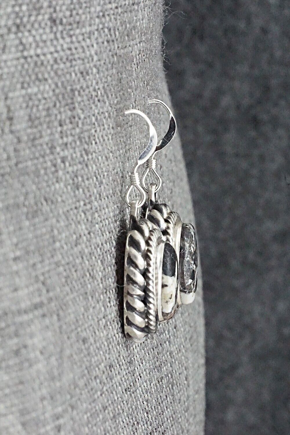 White Buffalo & Sterling Silver Earrings - Kenny Lonjose
