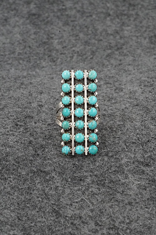 Turquoise & Sterling Silver Ring - Kenny Lonjose - Size 6.5