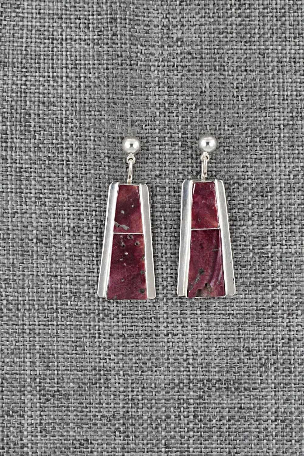 Spiny Oyster & Sterling Silver Earrings - Brenda Pete