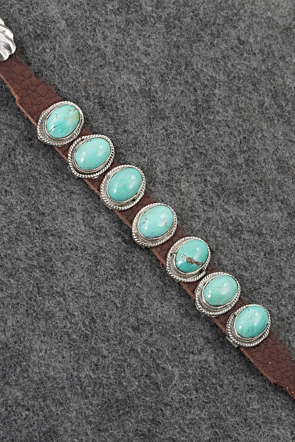 Turquoise, Sterling Silver & Leather Bracelet - Rosita Charlie