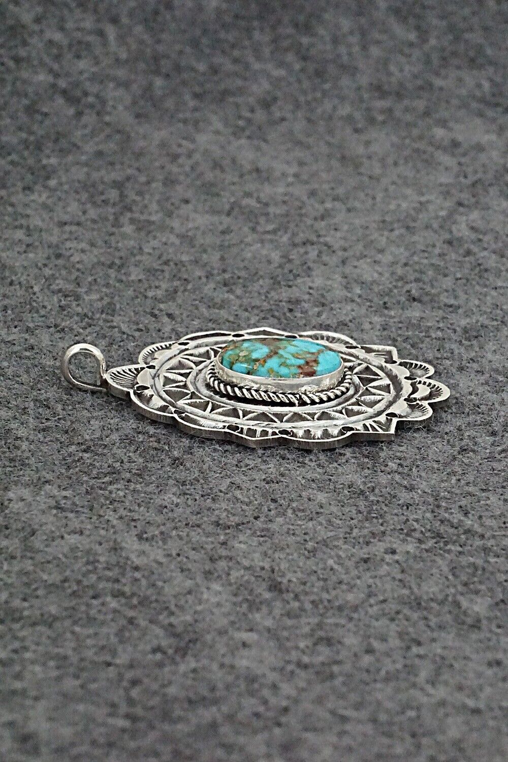 Turquoise & Sterling Silver Pendant - Leonard Maloney