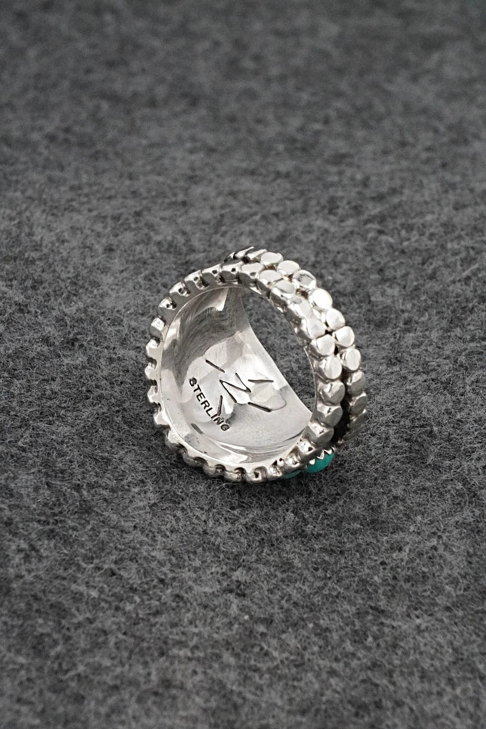 Turquoise & Sterling Silver Ring - Kenny Lonjose - Size 9