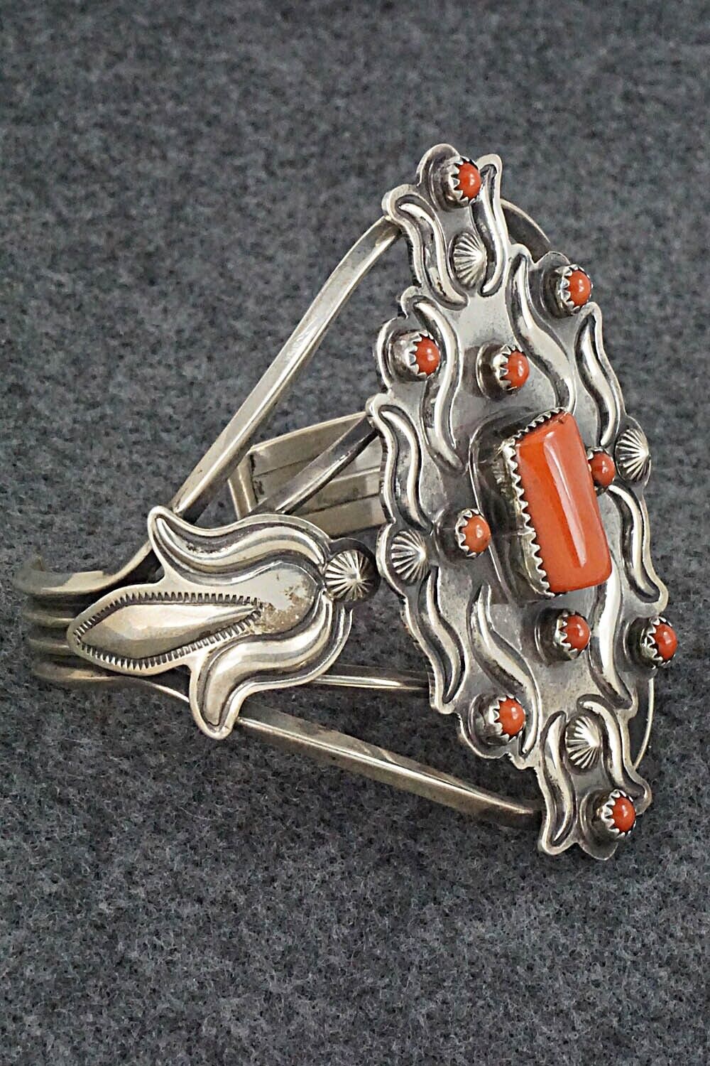 Coral & Sterling Silver Bracelet - Emerson Delgarito