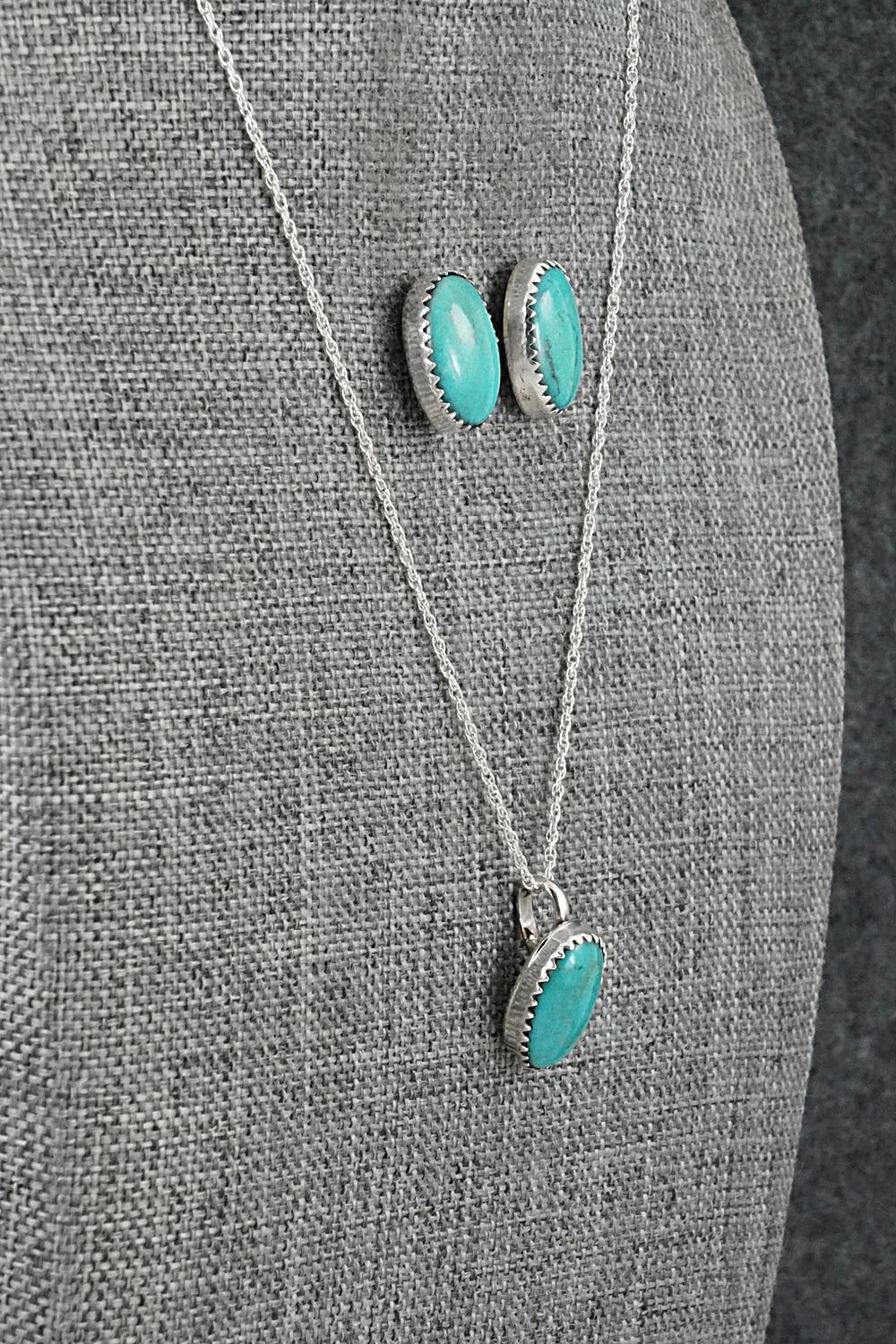 Turquoise & Sterling Silver Necklace Set - Murray Hannaweeka