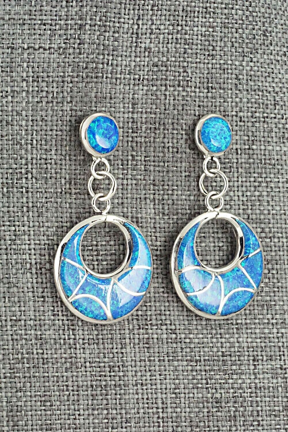 Opalite & Sterling Silver Inlay Earrings - Delorna Lahi