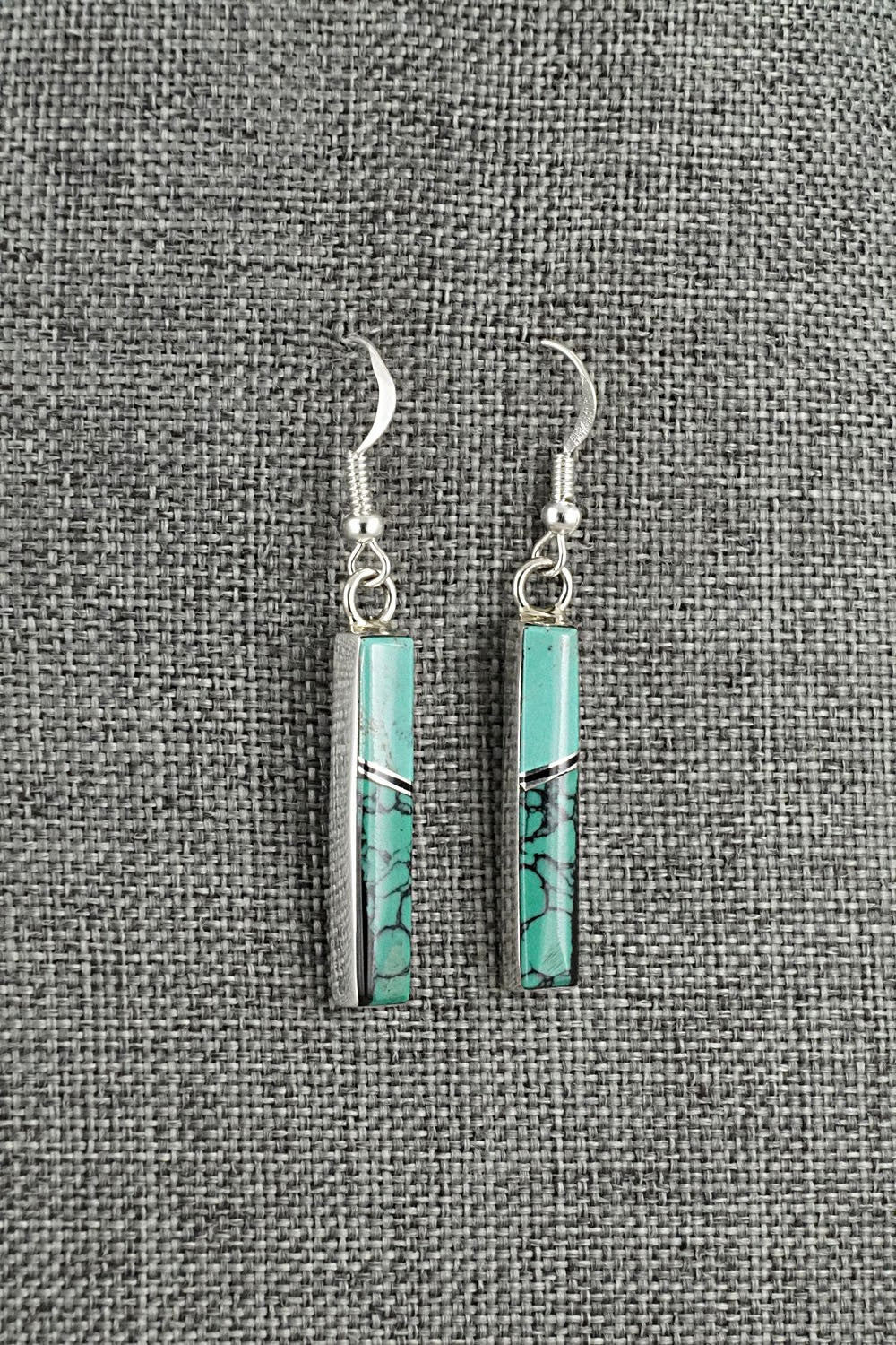 Turquoise, Onyx & Sterling Silver Earrings - Marilyn Yazzie