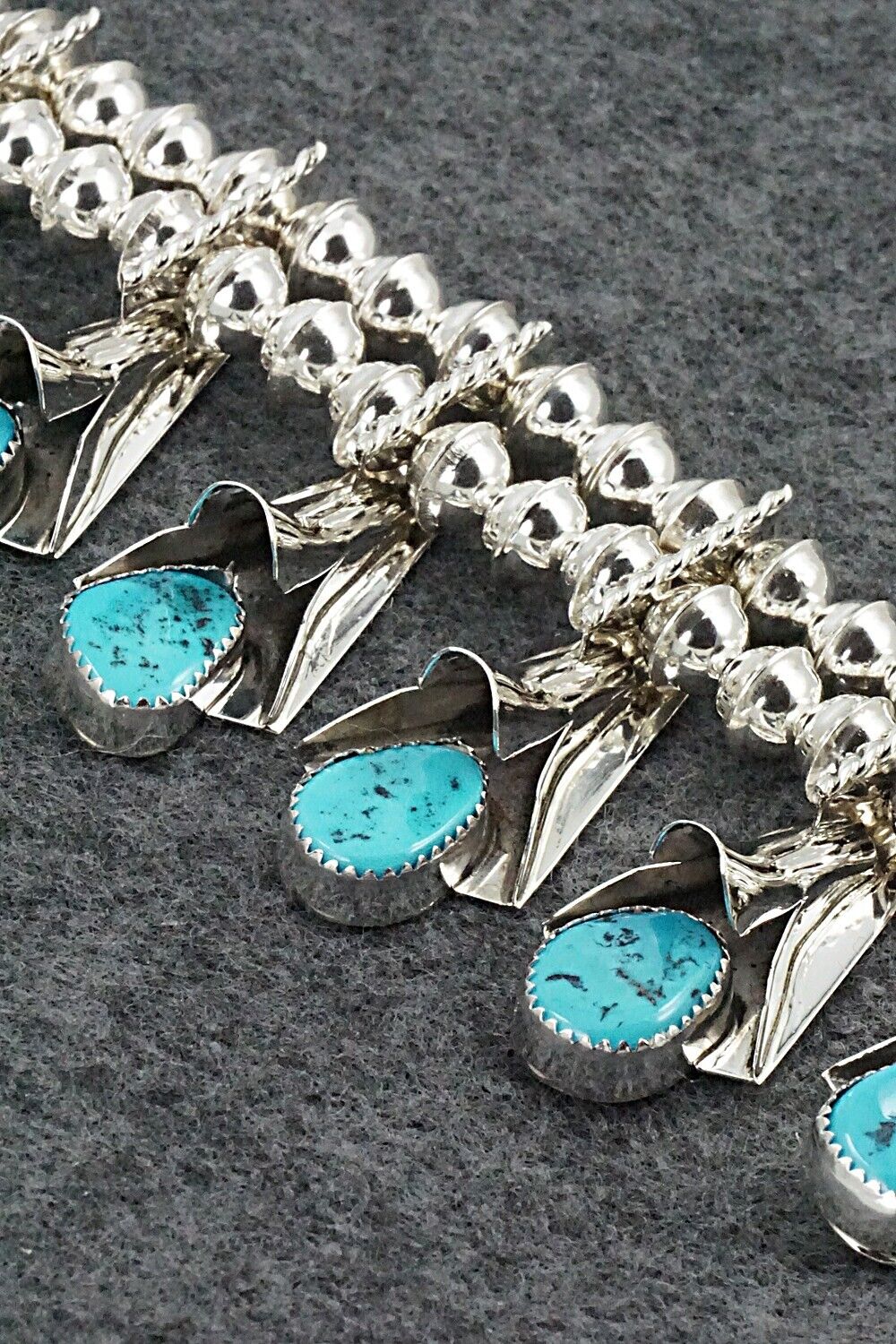 Turquoise & Sterling Silver Squash Blossom Set - Louise Yazzie