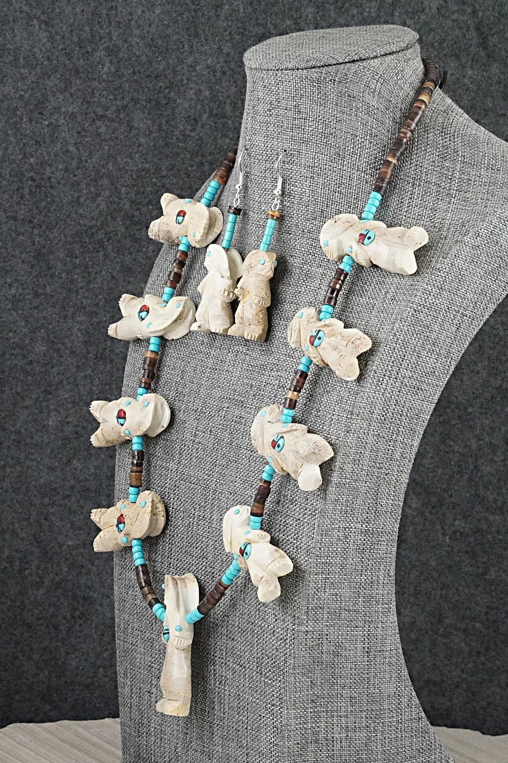 Multi-Stone Rabbit Fetish & Sterling Silver Necklace Set - Dannette Laate