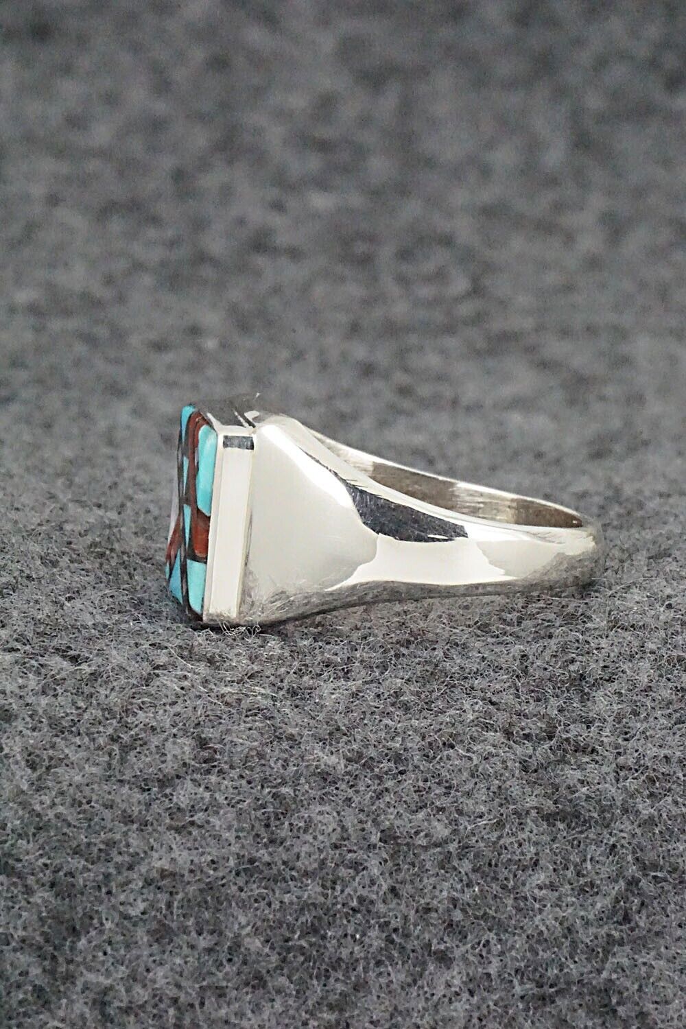 Multi Stone & Sterling Silver Ring - Herbert Kallestewa - Size 9.5