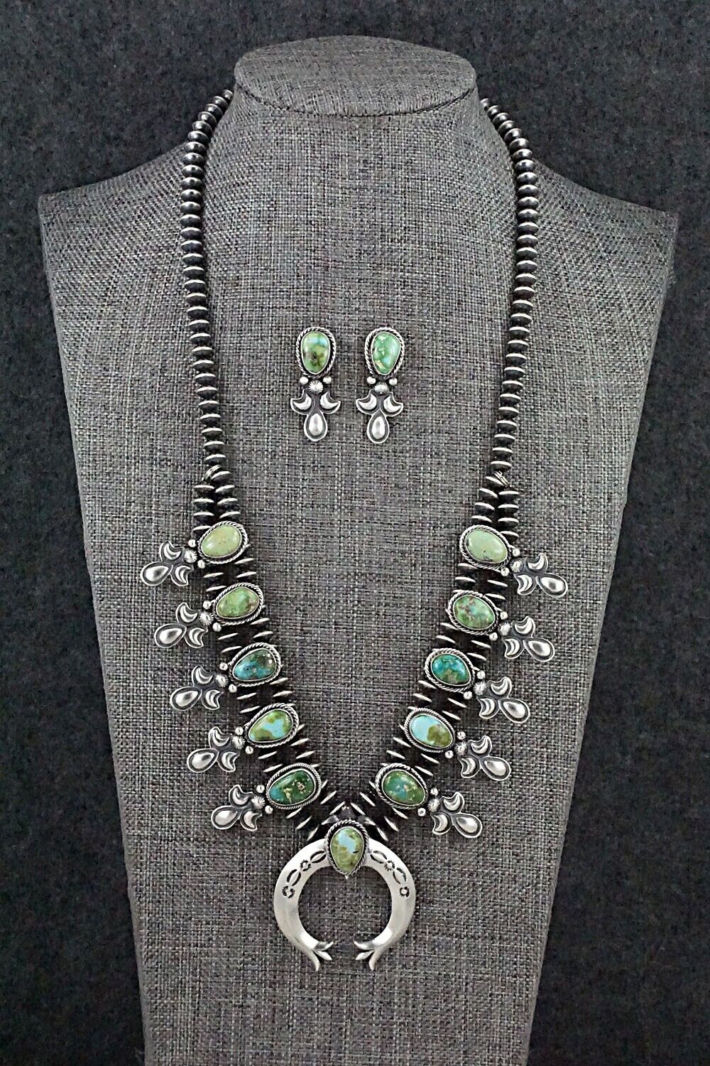 Turquoise & Sterling Silver Squash Blossom Set - Paige Gordon