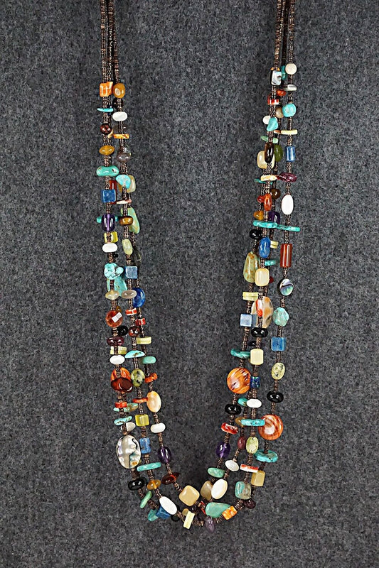 Multi Stone and Sterling Silver Necklace - Helen Tsosie