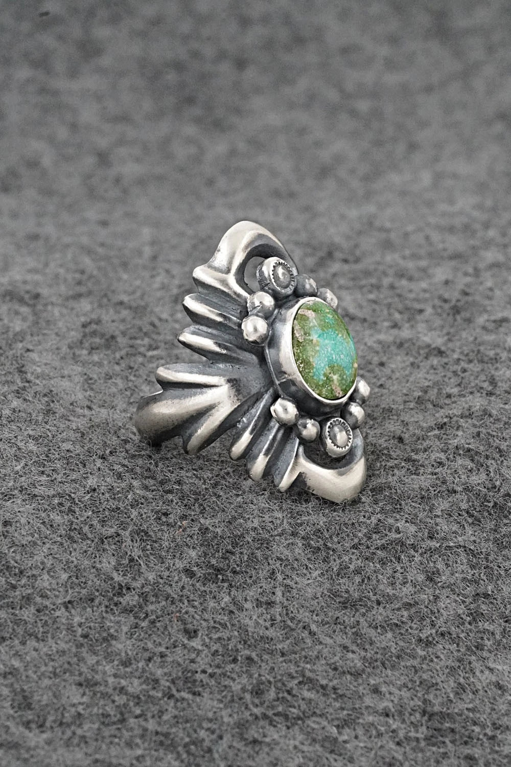Turquoise & Sterling Silver Ring - Harrison Bitsue - Size 8