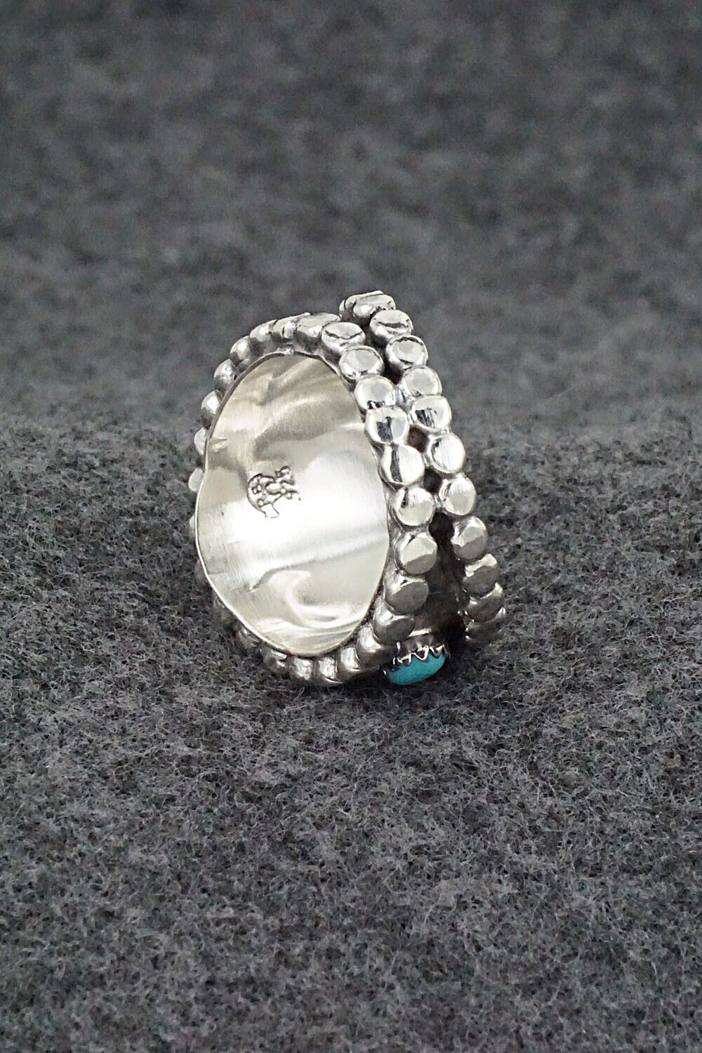 Turquoise & Sterling Silver Ring - Kenny Lonjose - Size 7.75