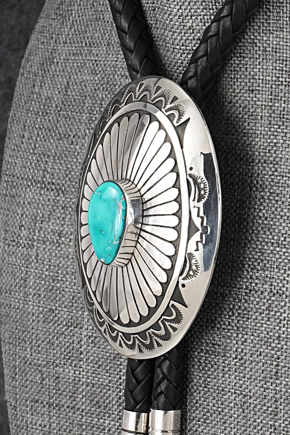 Turquoise & Sterling Silver Bolo Tie & Belt Buckle Set - Charlie John