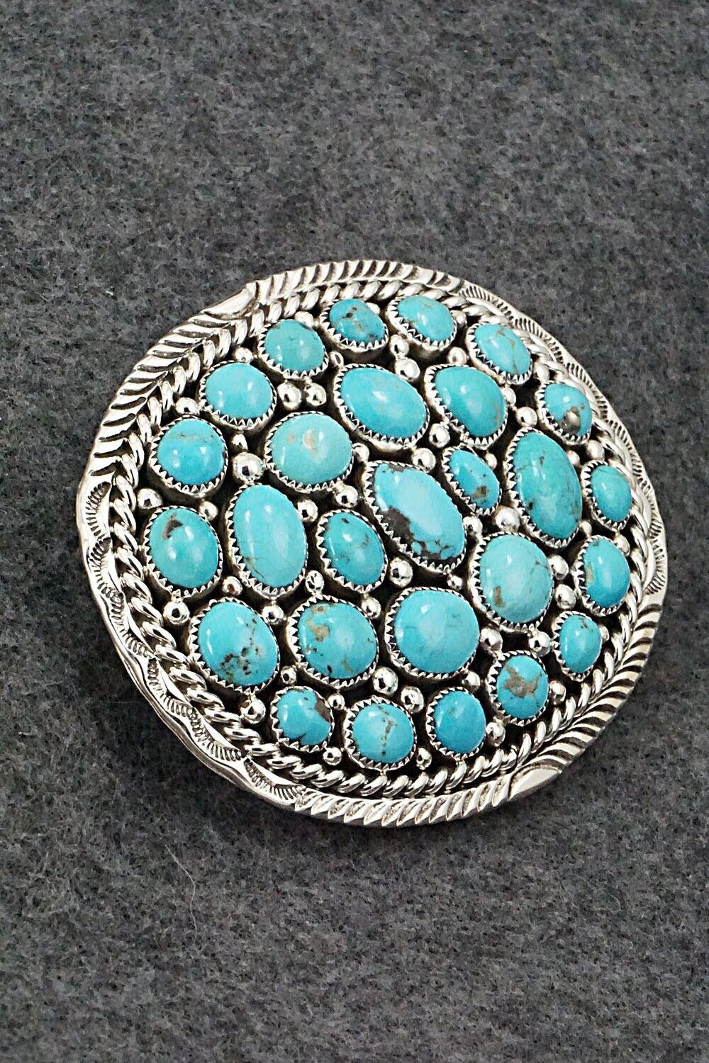 Turquoise & Sterling Silver Belt Buckle - Marlene Haley