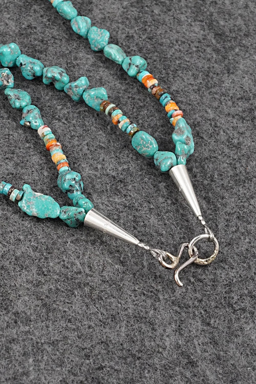 Spiny Oyster, Turquoise & Sterling Silver Necklace Set - Erika Brown