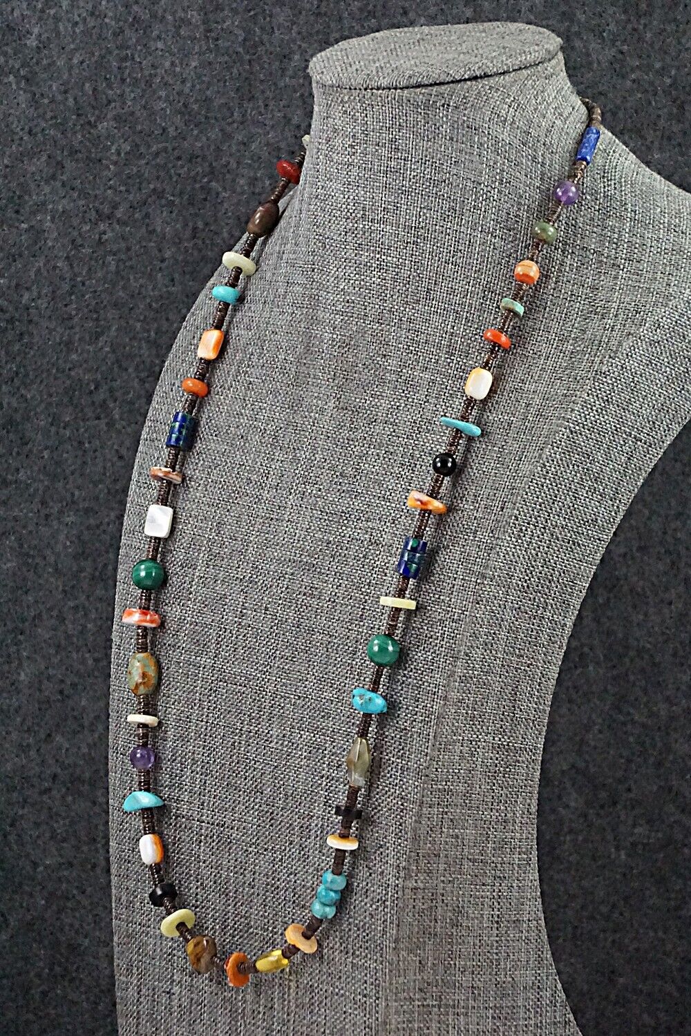 Multi-Stone & Sterling Silver Necklace 28" - Helen Tsosie