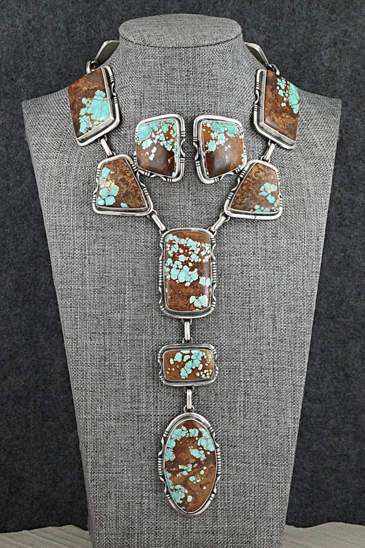 Turquoise & Sterling Silver Necklace and Earrings Set - Paul Livingston