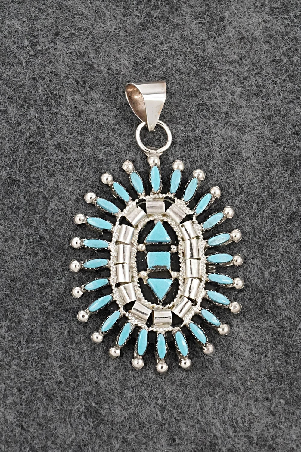 Turquoise & Sterling Silver Pendant - Evonne Hustito