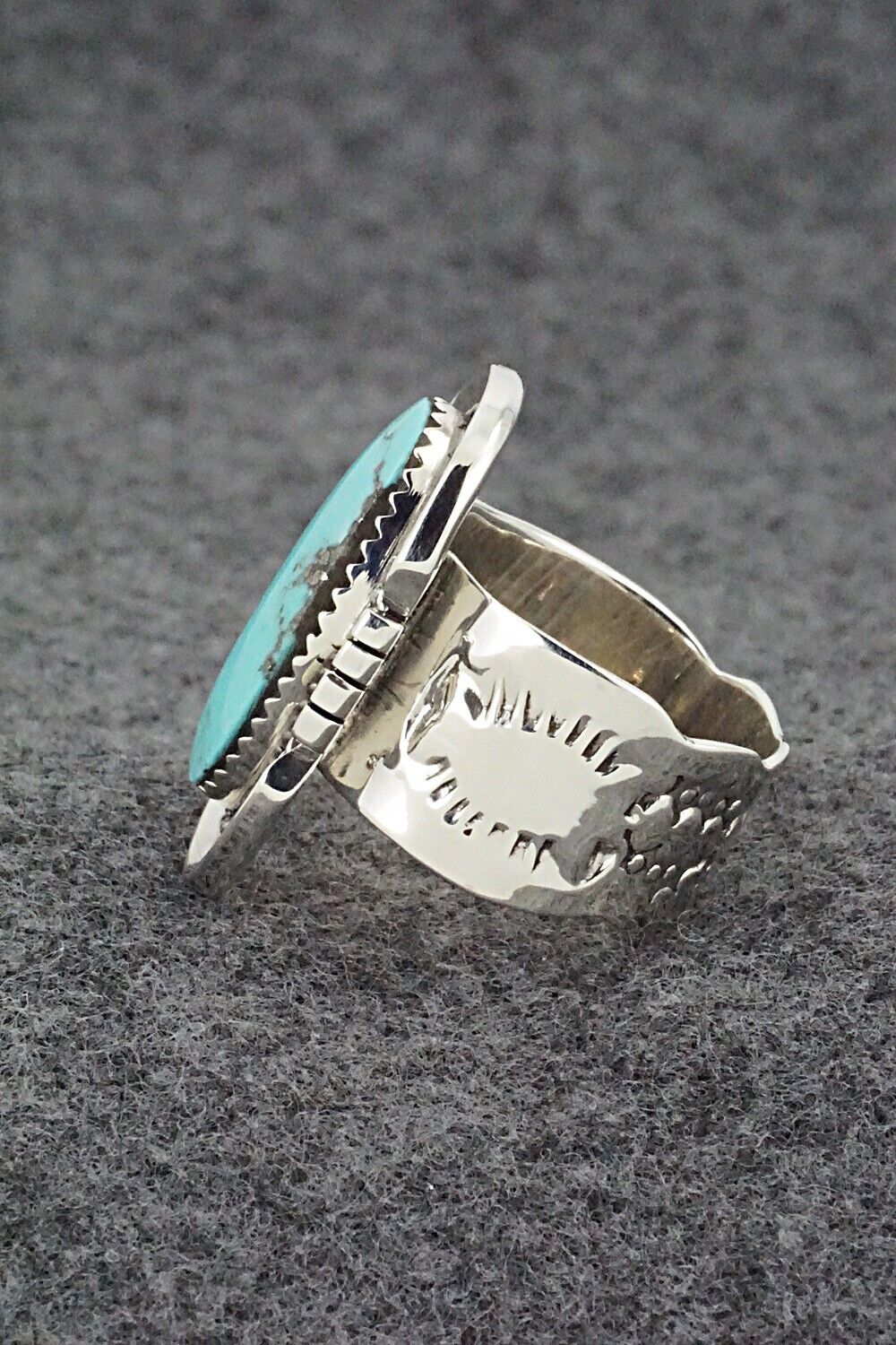 Turquoise & Sterling Silver Ring - Sheena Jack - Size 7.5