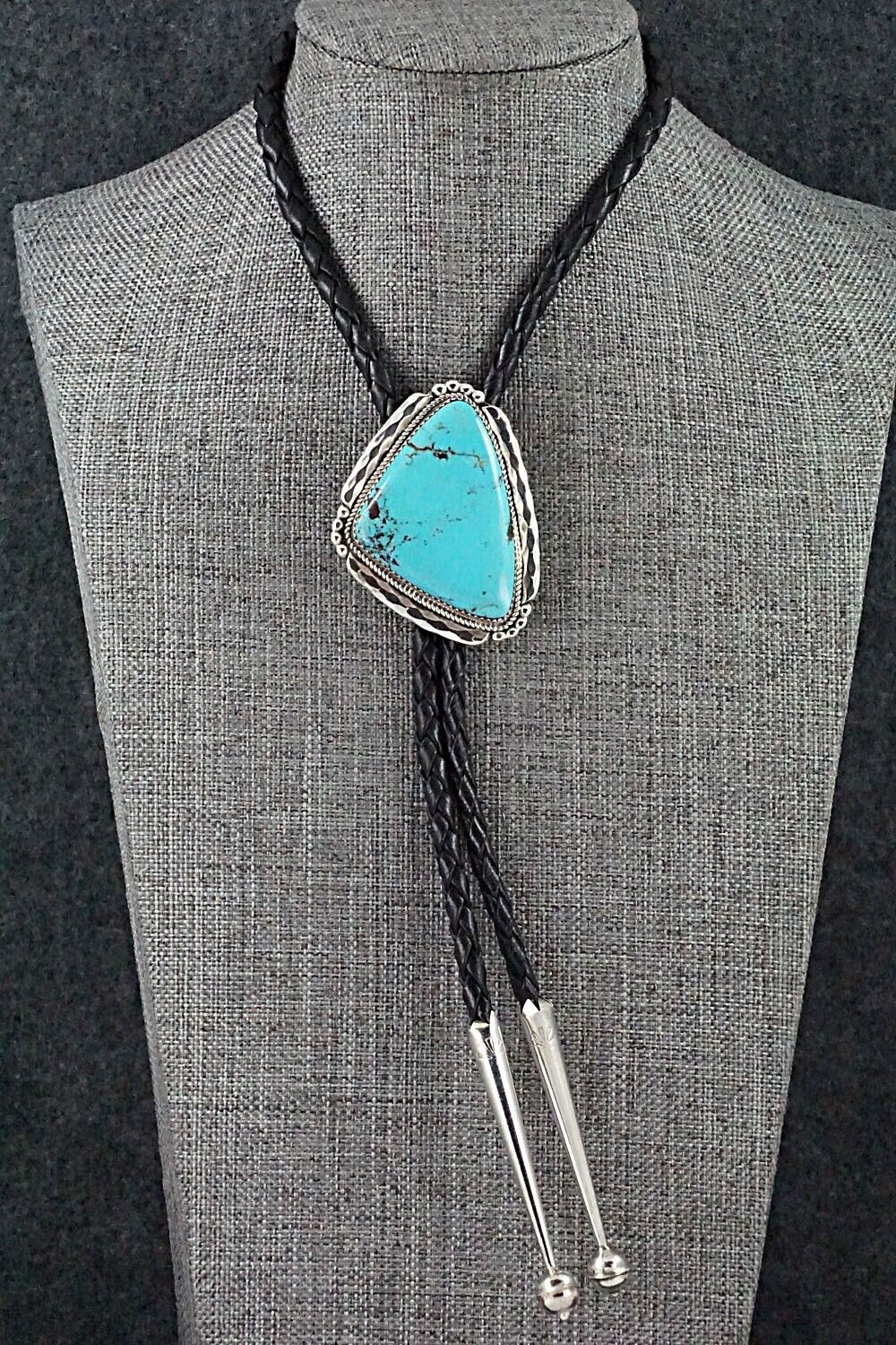 Turquoise & Sterling Silver Bolo Tie - Kenny Calavaza