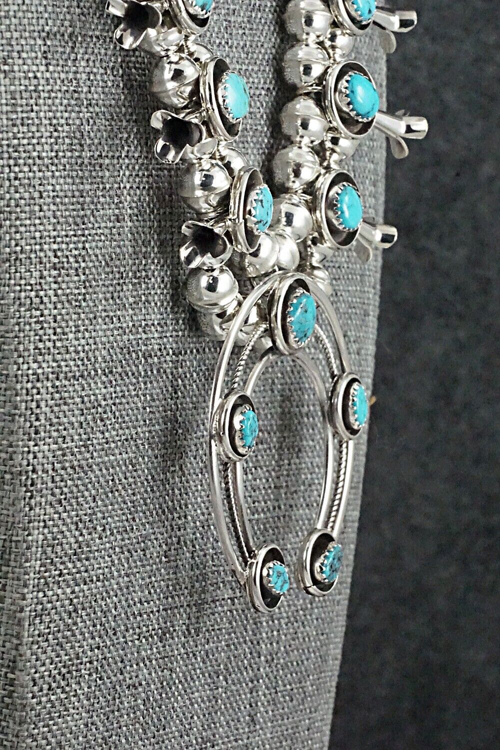 Turquoise & Sterling Silver Squash Blossom Set - Phil Garcia