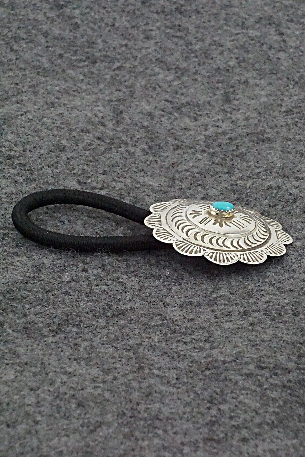 Turquoise & Sterling Silver Hair Tie - Bertha Begay