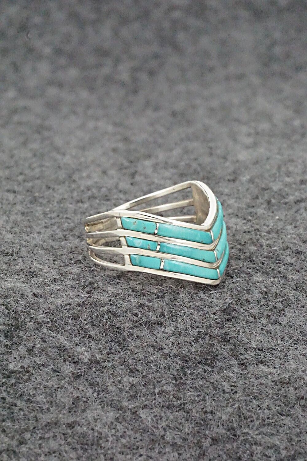 Turquoise & Sterling Silver Ring - Andrew Enrico - Size 7.5